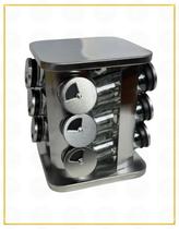 Porta Condimentos Inox Giratório 12 Potes de Vidro Organizador Bancada Relobraz Porta Condimentos Inox Giratório 12 Potes de Vidro Organizador Bancada Relobraz