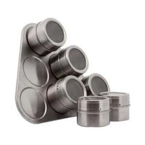 Porta condimentos magnetico aço inox 6 potinhos bela kasa