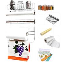 Porta Condimentos Papel Toalha e Pano De Prato Suporte 5 em 1 Aramado Cromado Para Cozinha Porta Condimentos Papel Toalha e Pano De Prato Suporte 5 em 1 Aramado Cromado Para Cozinha