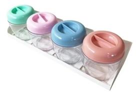 Porta Condimentos, Porta Tempero 4 Potes Plástico C/ Suporte