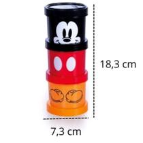 Porta condimentos Pote de plástico Mickey empilhável com tampa com 3 divisórias ( Kit com 3 Unidade )