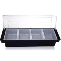 Porta Condimentos Profissional 4 Divisórias Weck Cozinha Preto Organizador Barman Frutas