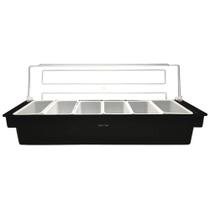 Porta Condimentos Profissional 6 Divisórias Weck Preto Cozinha Restaurante Hot Dog Bares Temperos Frutas