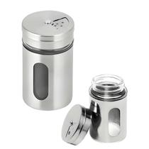 Porta Condimentos Saleiro Pimenteiro Aço Inox E Vidro Tampa Com Regulagem - Uny Home