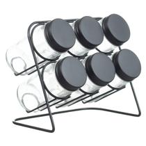 Porta Condimentos Tempero Com Suporte Metal 6 Potes Cozinha