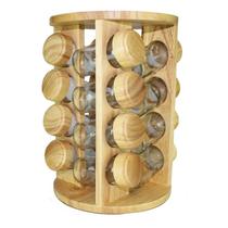 Porta Condimentos Temperos Bambu Giratório Cozinha 16 Peças Porta Condimentos Temperos Bambu Giratório Cozinha 16 Peças