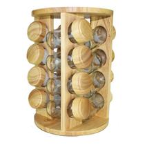 Porta Condimentos Temperos Bambu Giratório Cozinha 16 Peças Porta Condimentos Temperos Bambu Giratório Cozinha 16 Peças