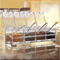 Porta Condimentos Temperos Crystal Box Açucareiro Saleiro Especiarias Produto em Acrílico Porta Condimentos Temperos Crystal Box Açucareiro Saleiro Especiarias Produto em Acrílico