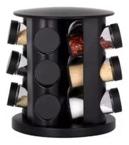 Porta Condimentos Temperos Giratório 9 Potes De Vidro Preto - belavidro Porta Condimentos Temperos Giratório 9 Potes De Vidro Preto - belavidro