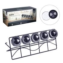 Porta Condimentos Vidro Com 5 Peças 90ml + Suporte Aramado Preto Art House Porta Condimentos Vidro Com 5 Peças 90ml + Suporte Aramado Preto Art House