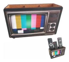 Porta Controle Mdf Tv Antiga Retro 3 Controles