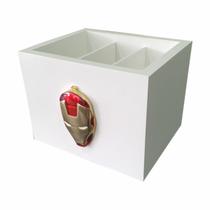 Porta Controle Remoto 3 Divisórias Homem de Ferro Marvel MDF