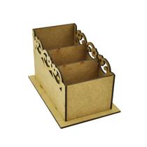 Porta Controle Remoto Arabesco 3 Divisões Mdf Madeira Porta Controle Remoto Arabesco 3 Divisões Mdf Madeira