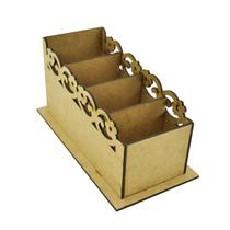 Porta Controle Remoto Arabesco 4 Divisões Mdf Madeira Porta Controle Remoto Arabesco 4 Divisões Mdf Madeira