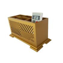 Porta Controles TV/AR MDF com 6 Divisórias Dourado