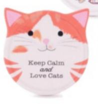 Porta Copo de Cerâmica Estampa Frases Gatinhos Branco 11cm