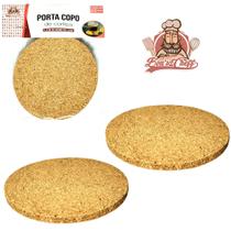 Porta copo de cortica redondo com 2 pecas 9,3cm de ø bons cheff