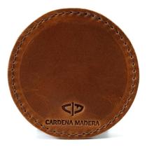 Porta Copo De Couro Bovino Bolacha de Mesa Apoio de Copo Cardena Madera