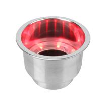 Porta Copo de Embutir em Aço Inoxidável LED Vermelho