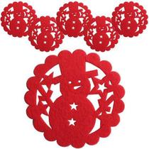 Porta copo de feltro redondo boneco de neve com 6 pecas 10cm de ø - RIO MASTER Porta copo de feltro redondo boneco de neve com 6 pecas 10cm de ø - RIO MASTER
