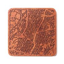 Porta-copo de madeira O3 Design Studio Mapa de Austin 9 x 9 cm