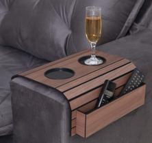 Porta Copo e Controle De Madeira Para Braço Do Sofá.
