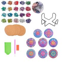 Porta copo pintura diamante mandala 10cm - kit com 8 peças Porta copo pintura diamante mandala 10cm - kit com 8 peças