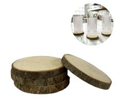 Porta Copos 4 Peças Em Madeira Rustica Bolacha Decoração Porta Copos 4 Peças Em Madeira Rustica Bolacha Decoração