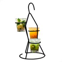 Porta Copos Aramado 3 Andares Preto para Drinks e Sobremesas