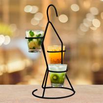 Porta Copos Aramado 3 Andares Preto para Drinks e Sobremesas