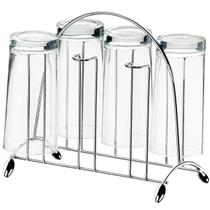 Porta Copos Aramado 6 unidades Mesa Suporte Escorredor Aço Cromado de Bancada Utimil Porta Copos Aramado 6 unidades Mesa Suporte Escorredor Aço Cromado de Bancada Utimil