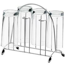 Porta Copos Aramado 6 unidades Mesa Suporte Escorredor Aço Cromado de Bancada Utimil Porta Copos Aramado 6 unidades Mesa Suporte Escorredor Aço Cromado de Bancada Utimil