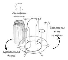 Porta Copos Bancada 6 Lugares Aço Cromado Carrossel Redondo