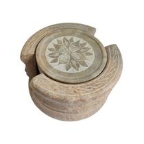 Porta Copos C/ 6 Bolachas Pedra Sabão Rústico Artesanal