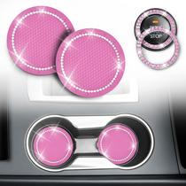 Porta-copos Car Cup Econour (pacote com 2) com botão rosa Porta-copos Car Cup Econour (pacote com 2) com botão rosa