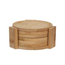 Porta Copos de Bambu Com Suporte 6 Bolachas Resistente 10cm