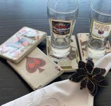 Porta Copos De Ceramica Baralho 4 Pcs - Led Lustre - Btc