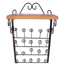 Porta Copos de Parede Ferro e Madeira 20 Copos