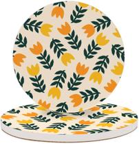 Porta Copos Desenho Flores Amarelas Tulipas 2 Unidades