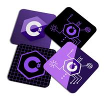 Porta copos Dev - C C Sharp - c/ 4 peças