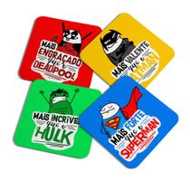 Porta copos Divertidos - Flork Heroes Geek - c/ 4 peças