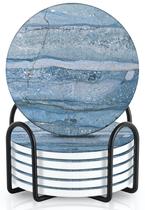 Porta-copos Emerson Essentials, pacote com 6 unidades, cerâmica absorvente de 10 cm Porta-copos Emerson Essentials, pacote com 6 unidades, cerâmica absorvente de 10 cm