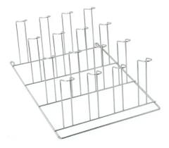 Porta Copos Escorredor Secador de Parede Bar 16 Lugares Aço Cromado