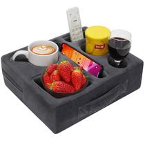 Porta-copos G GOOD GAIN, travesseiro, porta-copos de sofá Cozy Buddy Bed Drink Caddy contém tablet, controle remoto e lanches Bandeja de bebidas antiderrame impermeável para carro, parque, praia, piquenique, barco, trailer (cinza)
