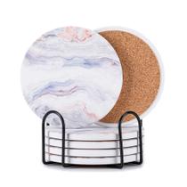 Porta-copos Hoewina Marble, absorvente de cerâmica, 4 polegadas, 6 unidades