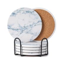 Porta-copos Hoewina Marble, absorvente de cerâmica, 4 polegadas, 6 unidades