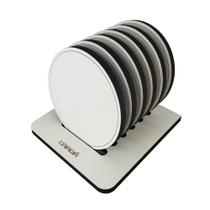 Porta Copos Madeira Mesa Jantar Cozinha Bar 6 Unidades Circular Branco/Preto Porta Copos Madeira Mesa Jantar Cozinha Bar 6 Unidades Circular Branco/Preto