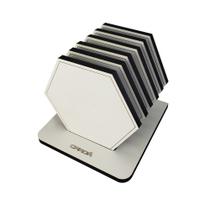 Porta Copos Madeira Mesa Jantar Cozinha Bar 6 Unidades Hexágono Branco/Preto Porta Copos Madeira Mesa Jantar Cozinha Bar 6 Unidades Hexágono Branco/Preto