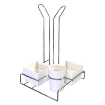 Porta Copos Organizador Porta Colherzinha Sachê Açúcar Chá 50ml e 80ml Branco