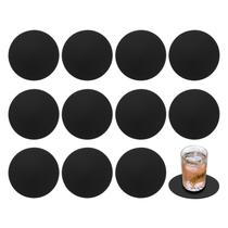 Porta-copos redondos de material sintético uxcell, 12 peças, 10 cm, preto